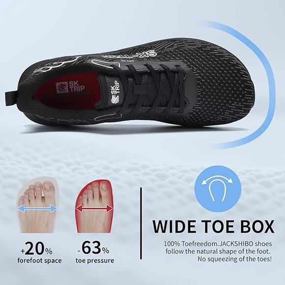 New SK-Trip Men Size 12 Black Mesh Barefoot Wide Toe Box Zero Drop Walking Shoes main image 5